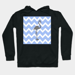 Flamingo  - abstract geometric pattern - blue and white. Hoodie